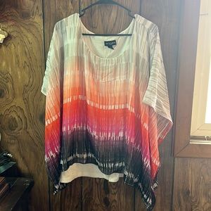 IN Studio Colorful Ombré Poncho Blouse 3X